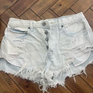 Abercrombie & Fitch Frayed Light Blue Jean Shorts